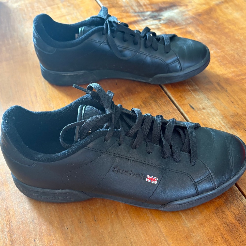 Reebok NPC II Mens 8.5 Sneakers Black Classic Leather Low Top Shoes 6836 - Picture 6 of 9